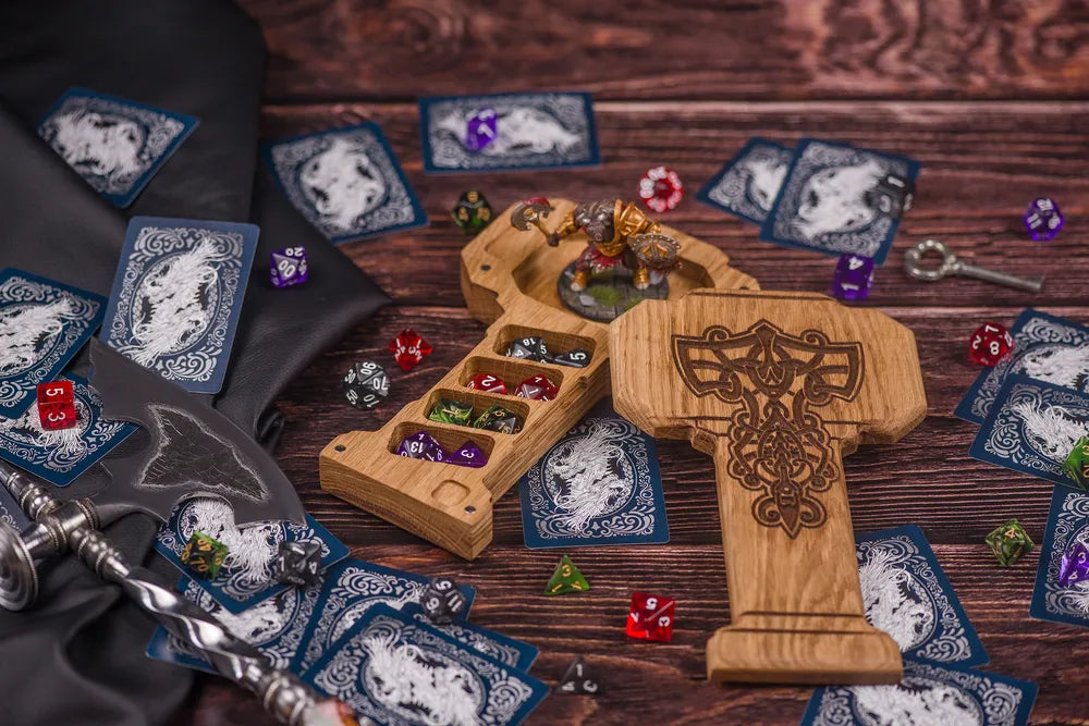 Celtic Engraved Wooden Dice Tower and Tray Set - JTNLAB