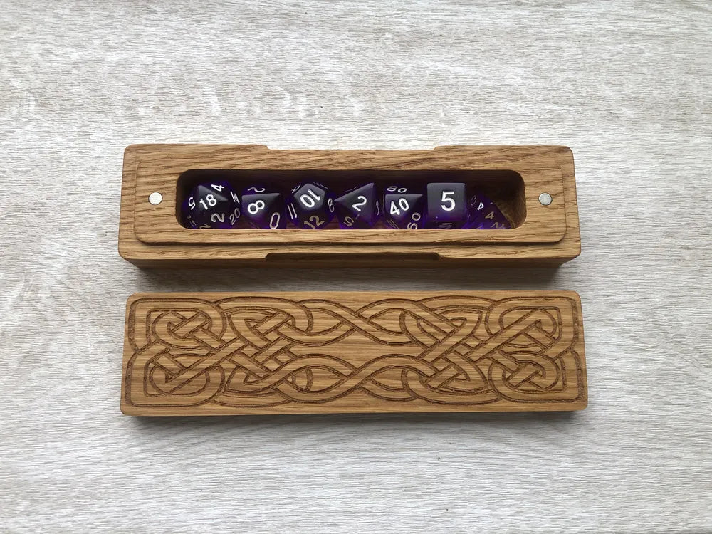 Celtic Knot Engraved Wooden Dice Box - JTNLAB