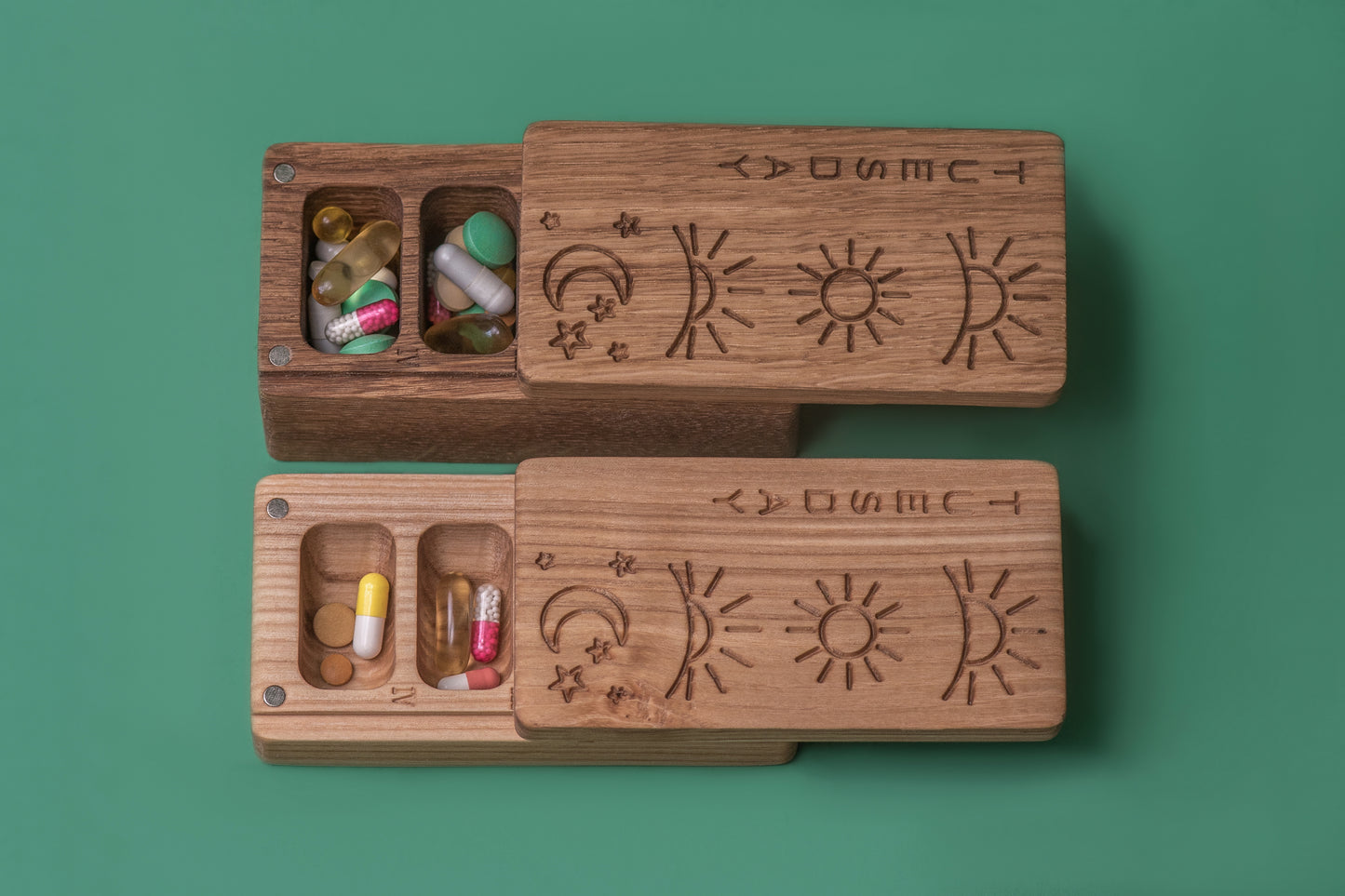 Wooden Pill Box 7 Day Night 4 times day Modular wall box 9 - JTNLAB
