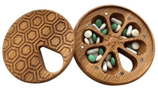 ROUND WEEKLY PILL BOX - HONEYCOMB - JTNLAB