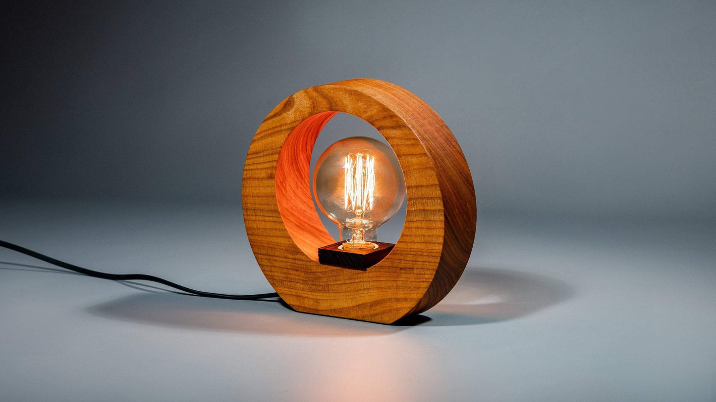 JTNlab LAMP Cherry / No Personalization WOODEN VINTAGE EDISON LAMP