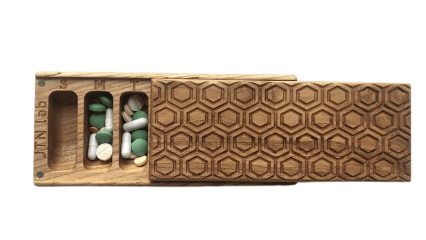JTNlab PILLBOX Ash / Please Select BIG WOODEN PILL BOX - HONEYCOMB