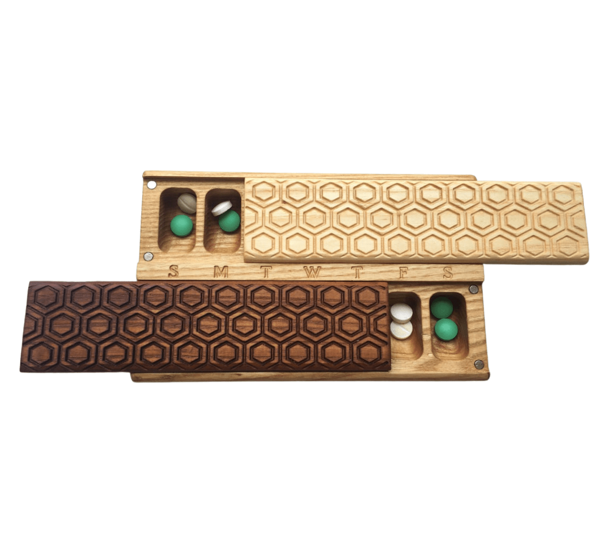 JTNlab PILLBOX Ash / Please Select WOODEN DAY/NIGHT PILL BOX - HONEYCOMB