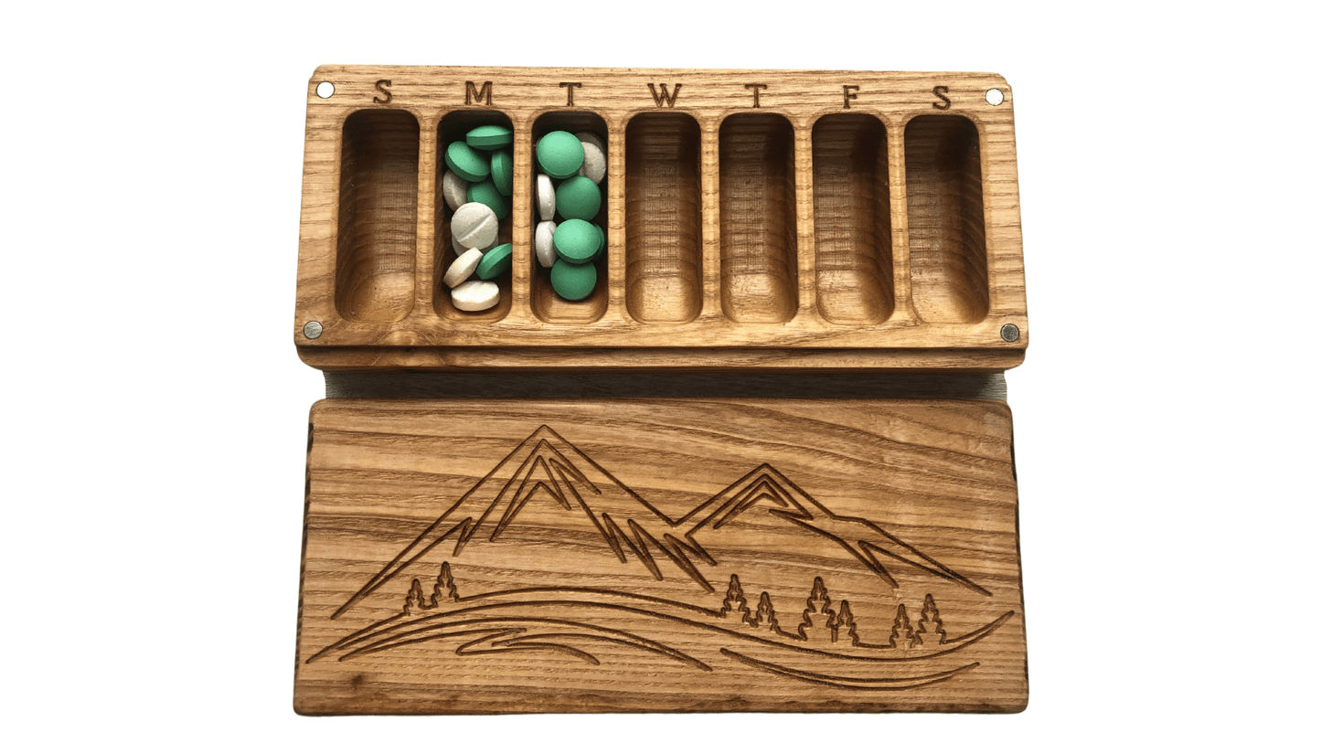 JTNlab PILLBOX BIG WOODEN PILL BOX - MOUNTAINS