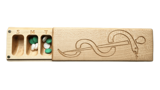 JTNlab PILLBOX Maple / No Personalization / External Lid WOODEN PILL BOX - SNAKE