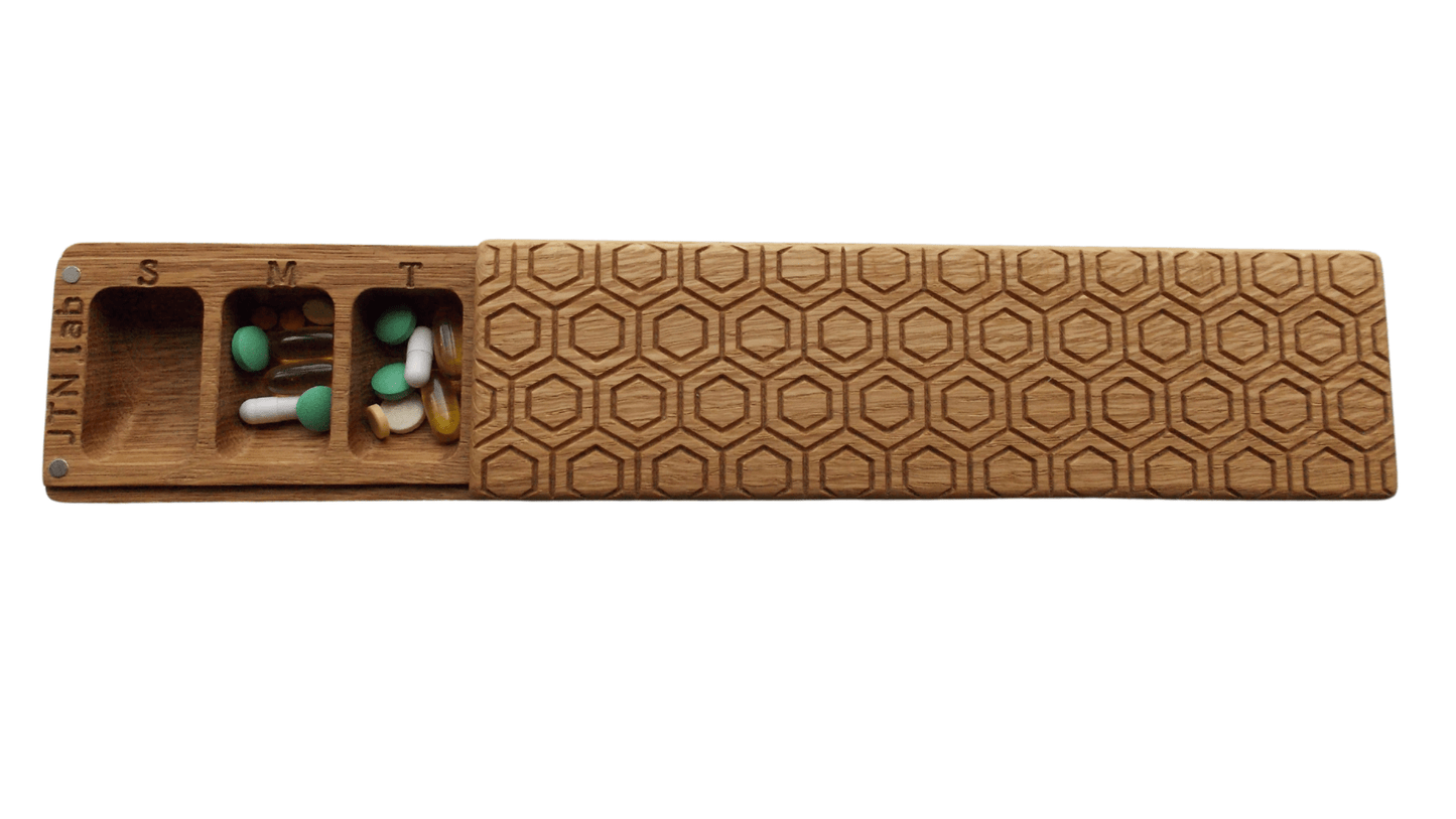 JTNlab PILLBOX Oak / Please Select BIG WEEKLY PILL BOX - HONEYCOMB