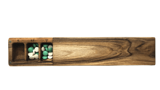 JTNlab PILLBOX Walnut / No Personalization BIG WEEKLY PILL BOX - NATURAL WOOD