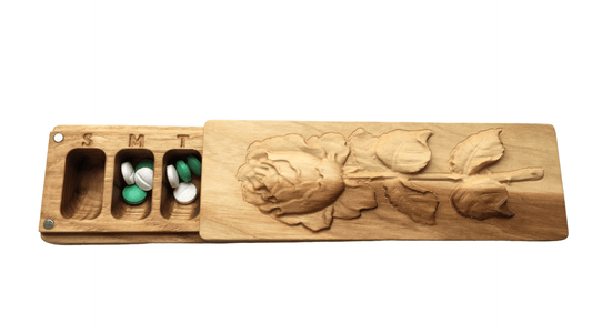 JTNlab PILLBOX WOODEN PILL BOX - 3D ROSE