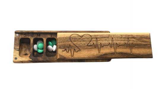 JTNlab PILLBOX WOODEN PILL BOX - HEARTBEAT