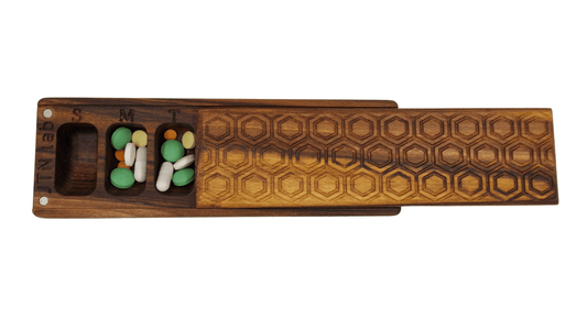 JTNlab PILLBOX WOODEN PILL BOX - HONEYCOMB