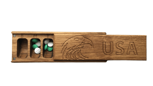 JTNlab PILLBOX WOODEN PILL BOX - USA EAGLE