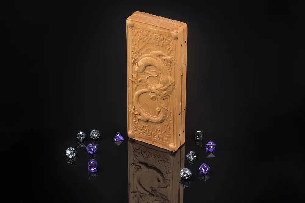 Dragon Carved Dice Tower Set for Tabletop RPGs - JTNLAB