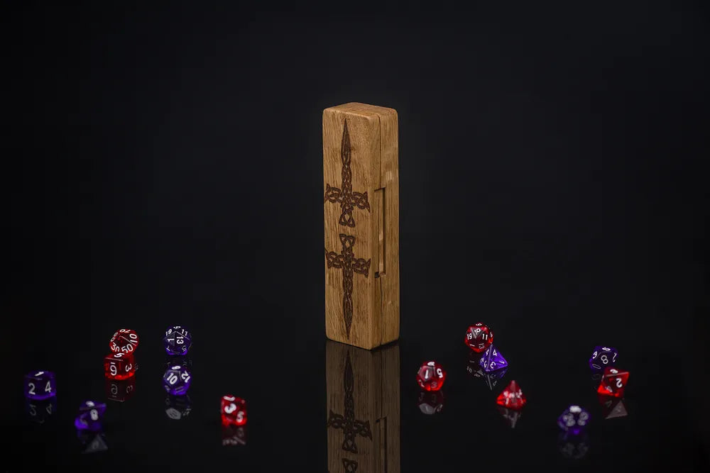 Viking Runes Engraved Wooden Dice Tower for Tabletop Gaming - JTNLAB