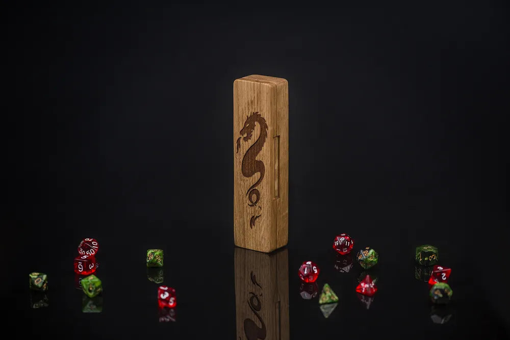 Dragon Engraved Wooden Dice Vault - JTNLAB