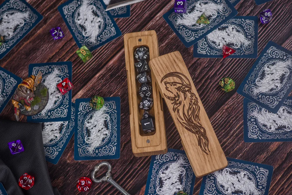 Lunar Wolf Engraved Dice Box - JTNLAB