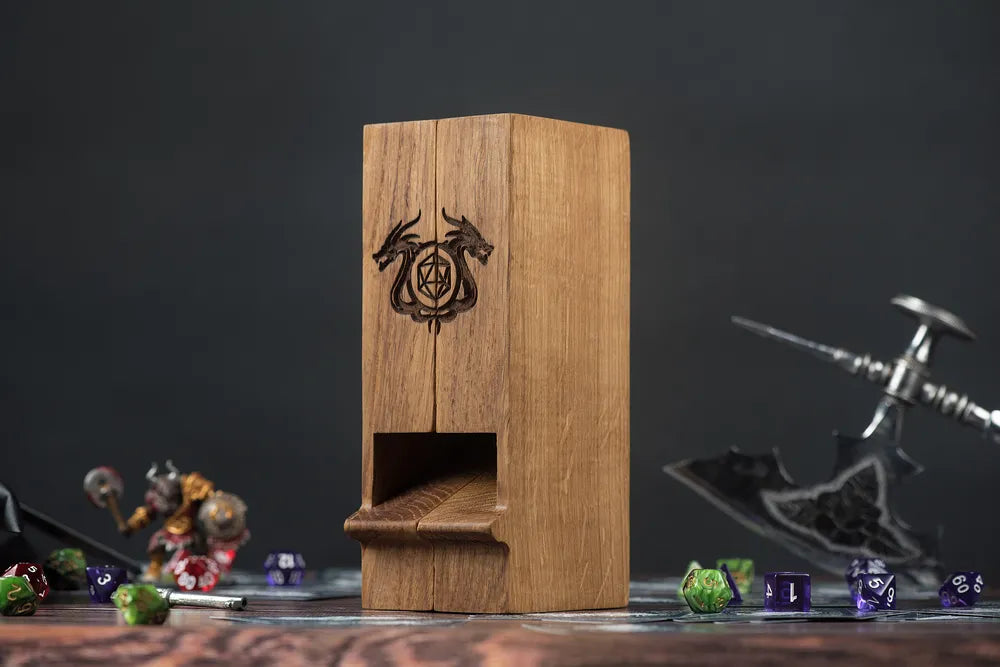 Wooden Dice Tower and Tray Set for D&D Enthusiasts - JTNLAB