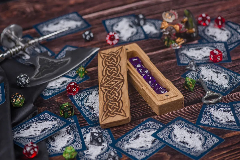 Celtic Knot Engraved Wooden Dice Box - JTNLAB