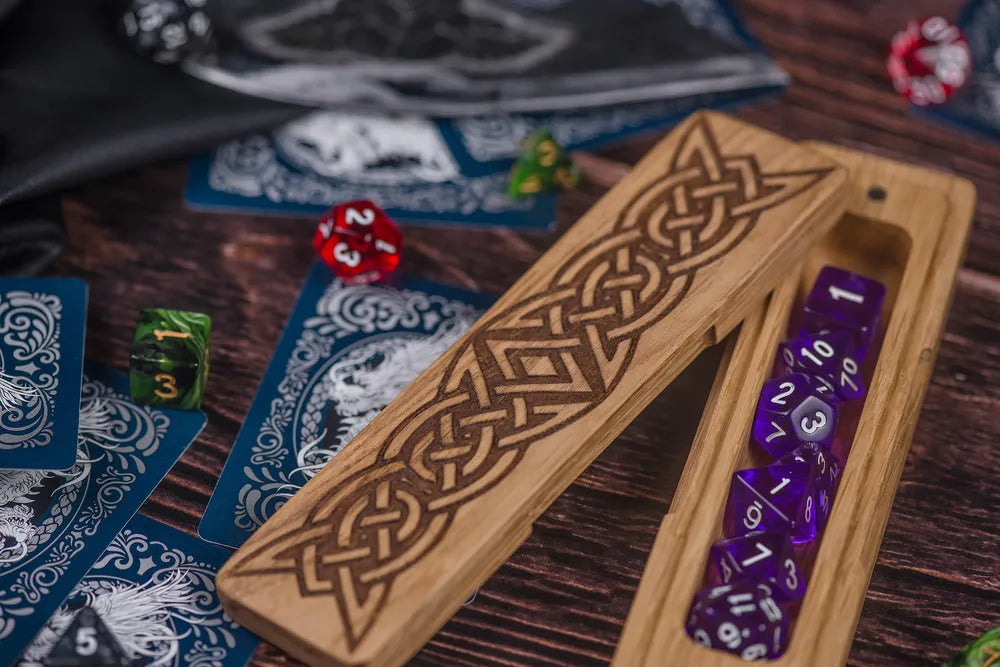 Celtic Knot Engraved Wooden Dice Box - JTNLAB