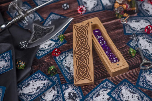 Celtic Knot Engraved Wooden Dice Box - JTNLAB