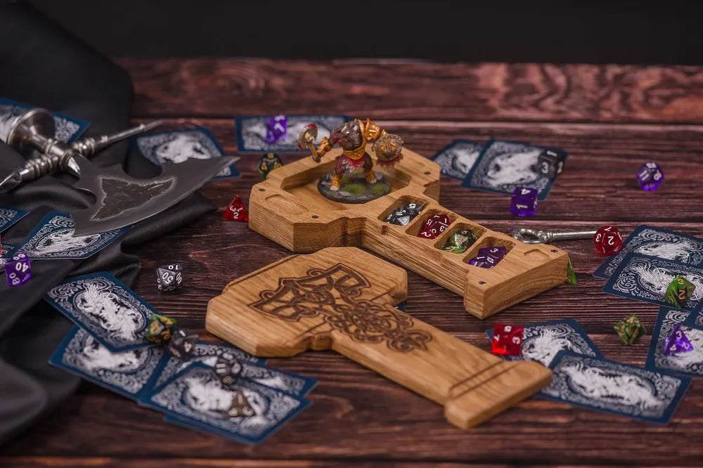 Celtic Engraved Wooden Dice Tower and Tray Set - JTNLAB