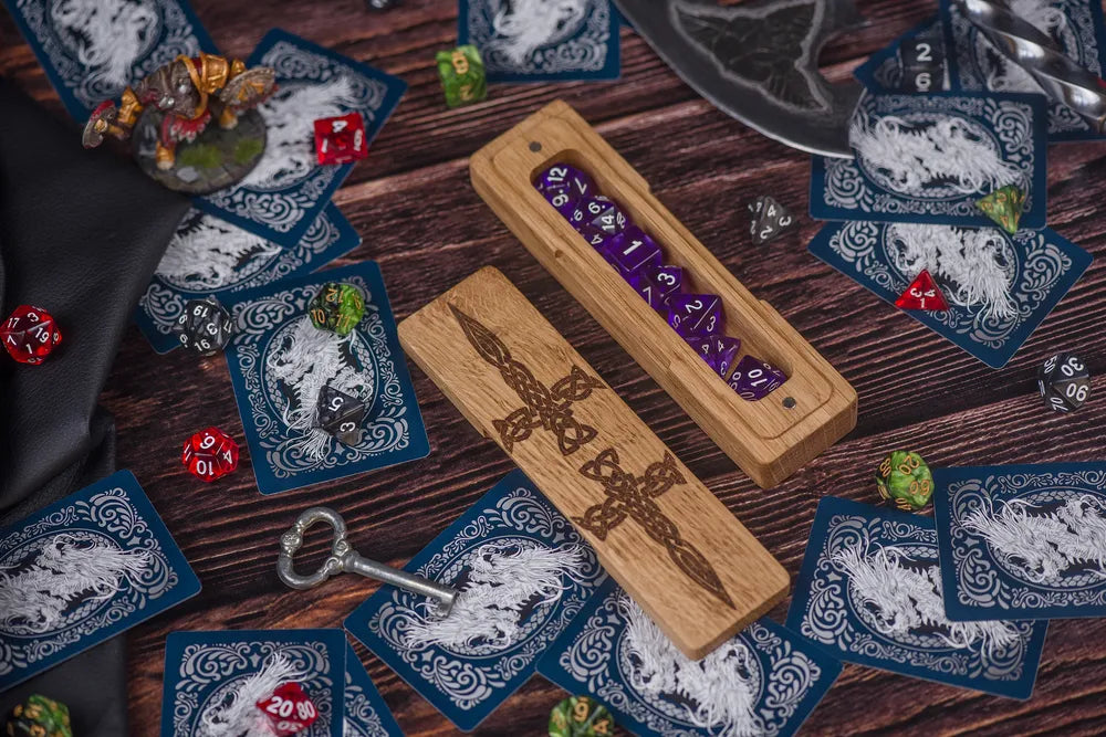 Viking Runes Engraved Wooden Dice Tower for Tabletop Gaming - JTNLAB