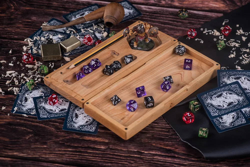 Dragon Carved Dice Tower Set for Tabletop RPGs - JTNLAB