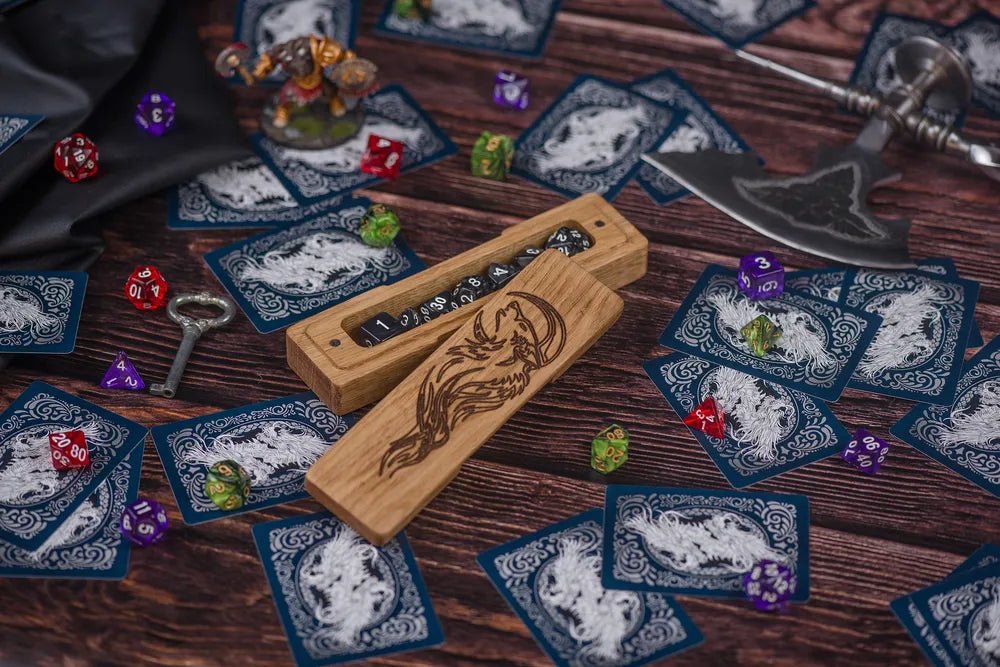 Lunar Wolf Engraved Dice Box - JTNLAB