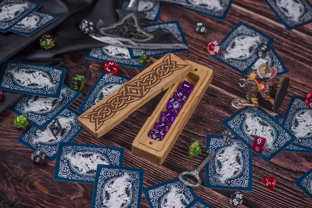 Celtic Knot Engraved Wooden Dice Box - JTNLAB