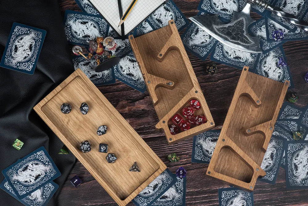 Wooden Dice Tower and Tray Set for D&D Enthusiasts - JTNLAB