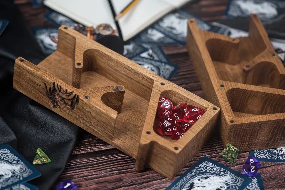 Wooden Dice Tower and Tray Set for D&D Enthusiasts - JTNLAB