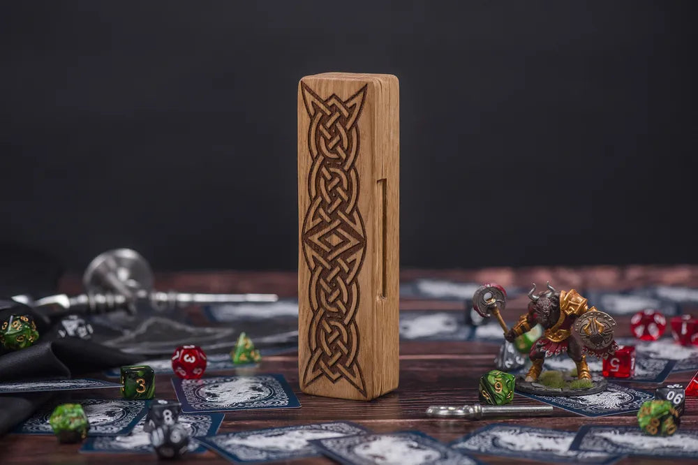 Celtic Knot Engraved Wooden Dice Box - JTNLAB