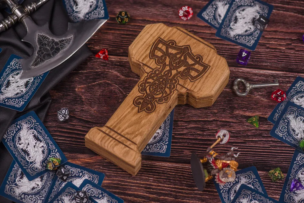 Celtic Engraved Wooden Dice Tower and Tray Set - JTNLAB