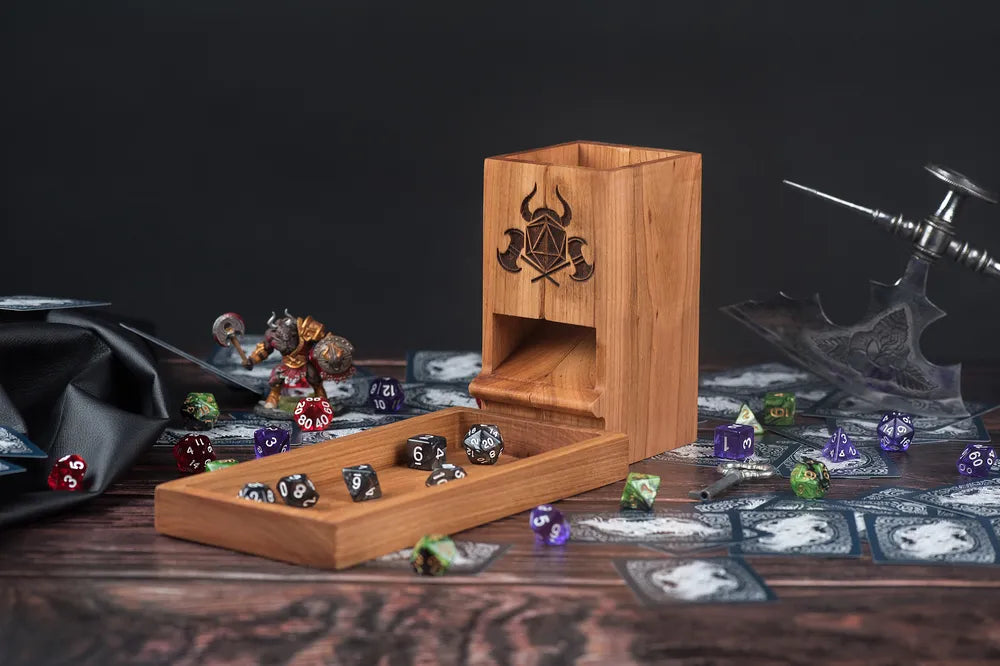 Wooden Dice Tower and Tray Set for D&D Enthusiasts - JTNLAB