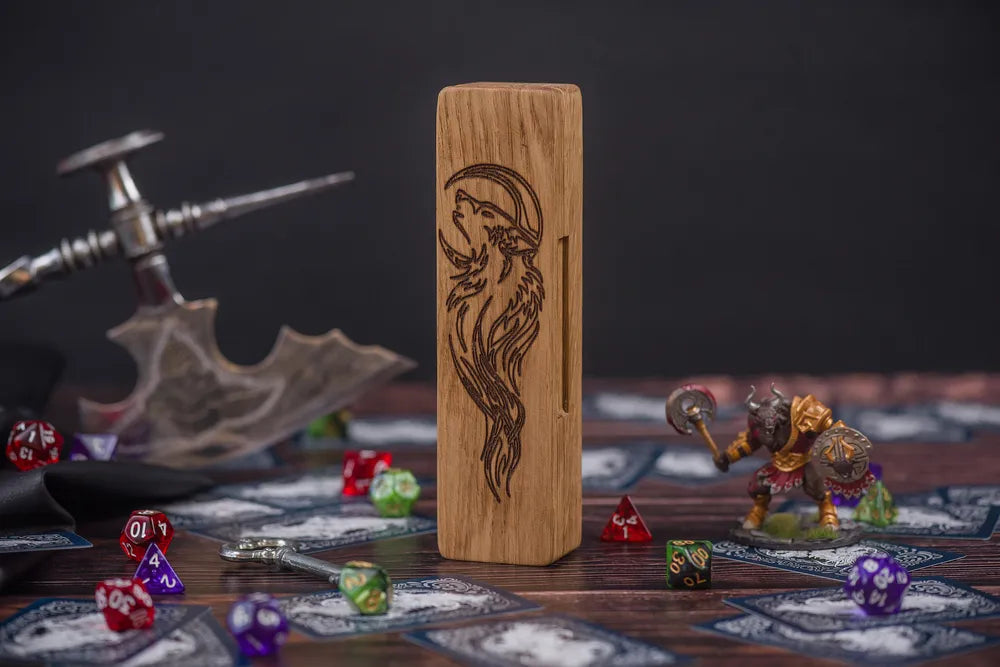 Lunar Wolf Engraved Dice Box - JTNLAB