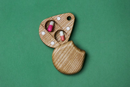 Wooden Keychain Pill Holder - Day & Night Pill Box - JTNLAB