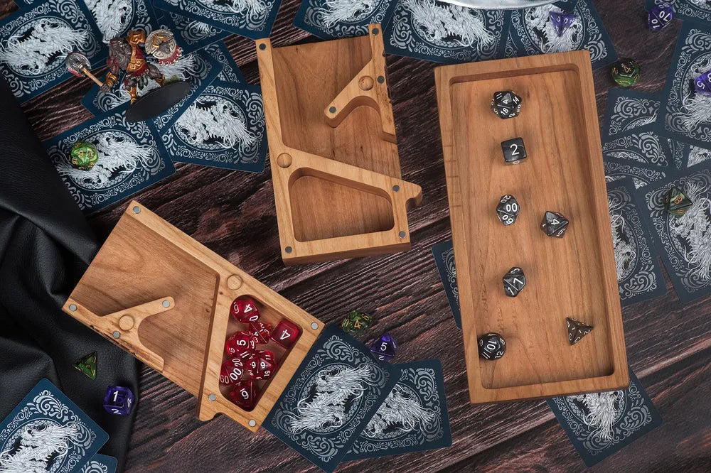 Wooden Dice Tower and Tray Set for D&D Enthusiasts - JTNLAB