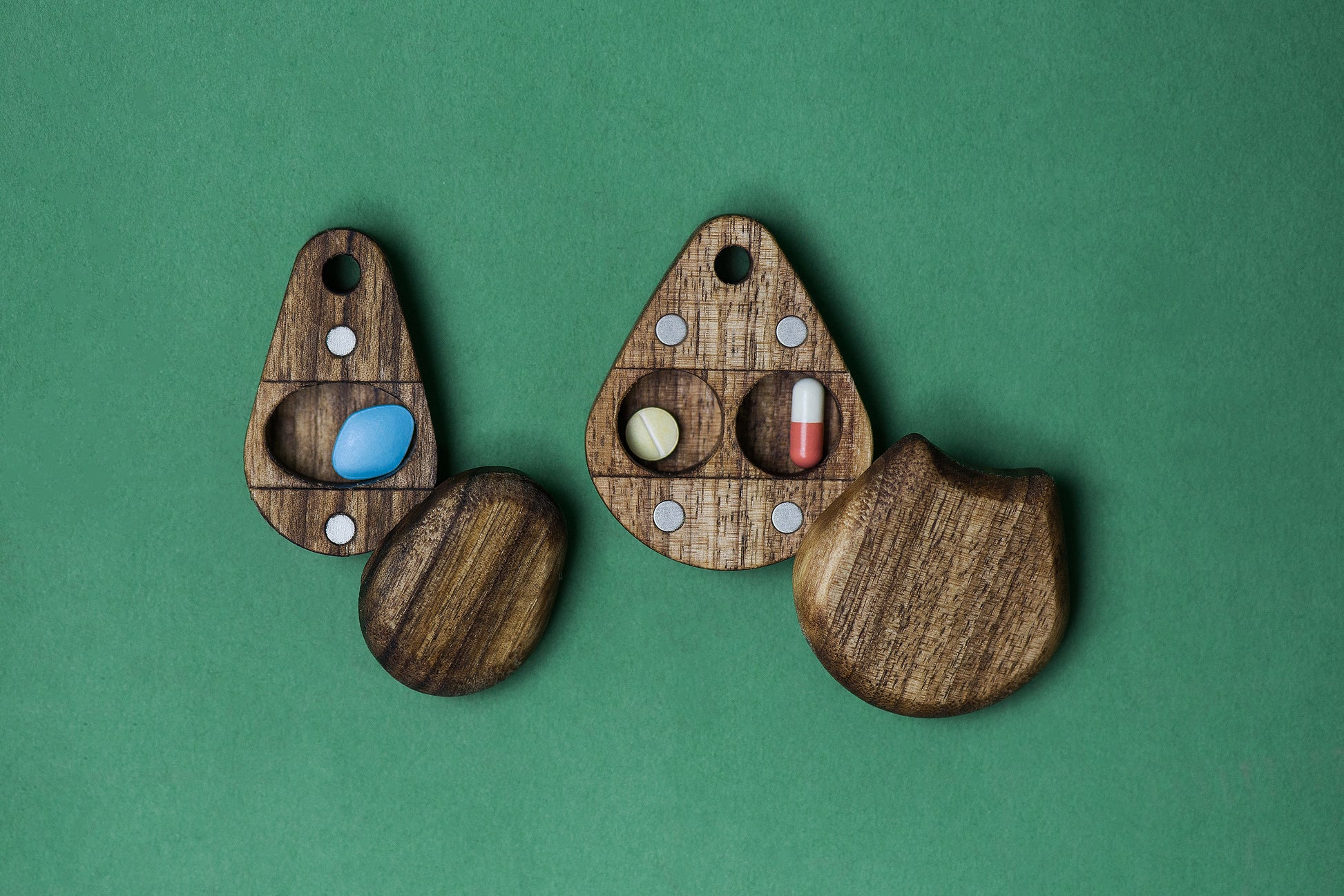 Wooden Keychain Pill Holder - Day & Night Pill Box - JTNLAB