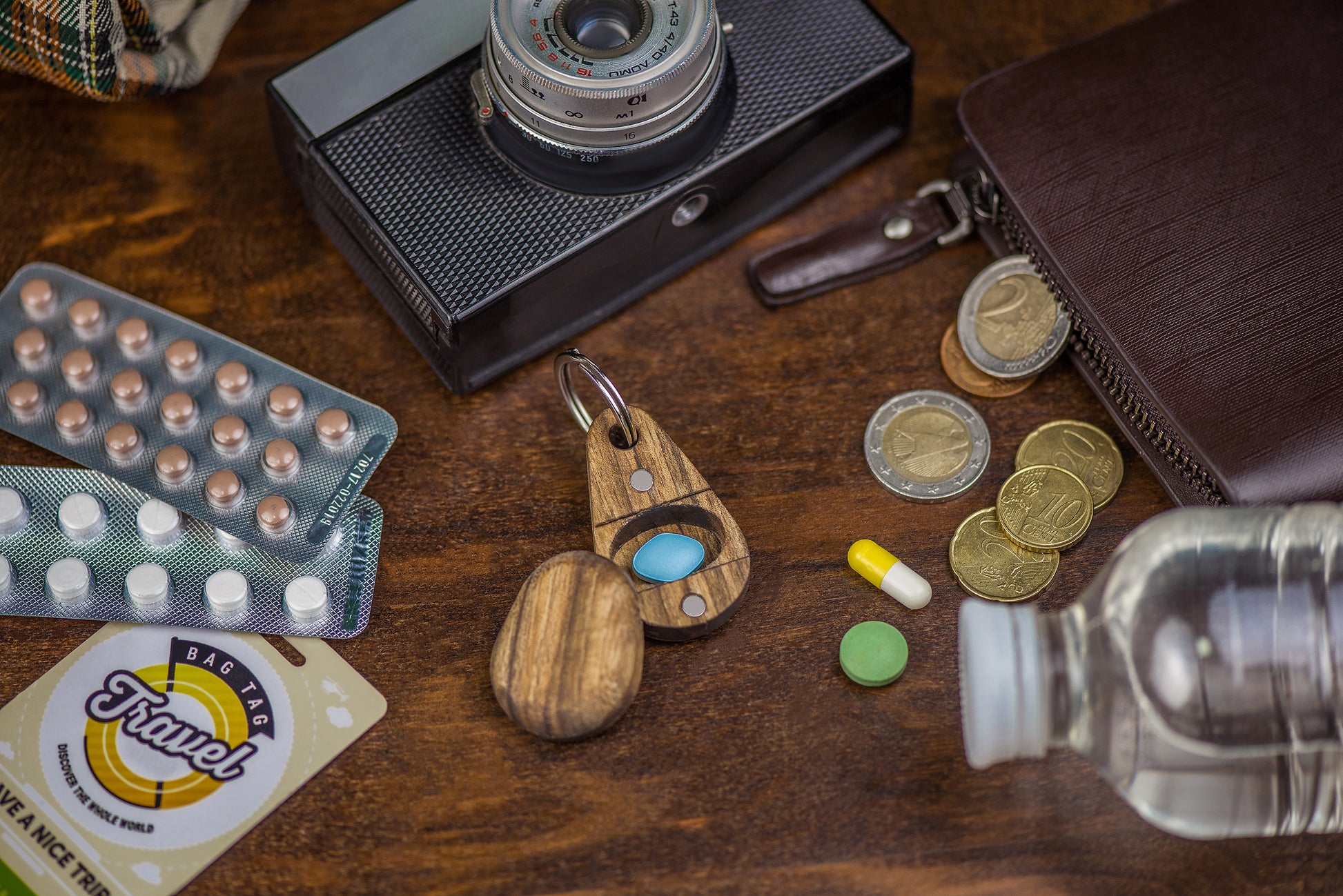 Wooden Pill Case Keychain - Daily Vitamin Travel Case - JTNLAB