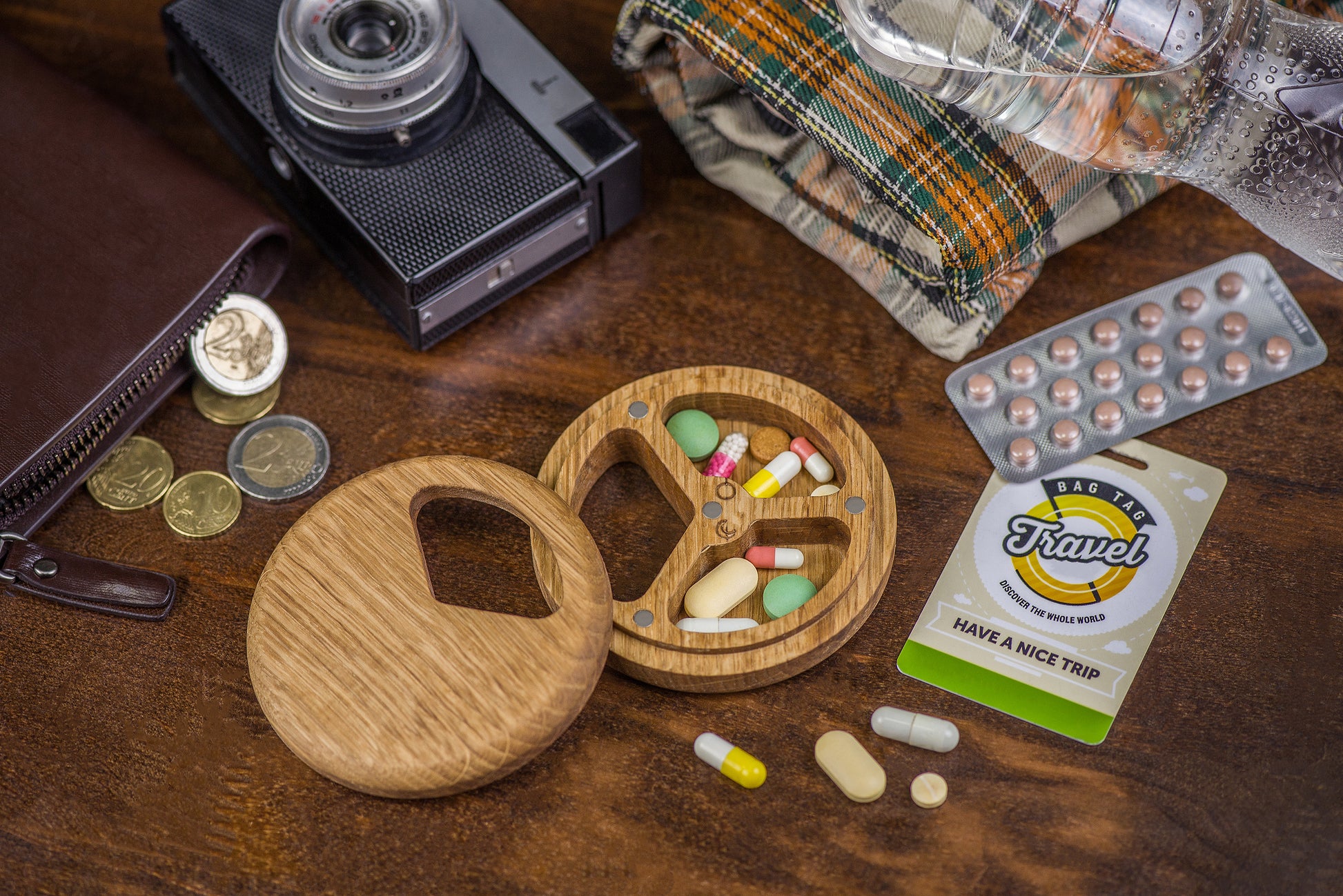 Wooden Travel Pill Box 2-4 Day & Night - JTNLAB