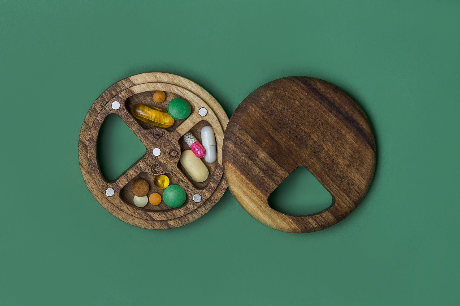 Wooden Travel Pill Box 2-4 Day & Night - JTNLAB