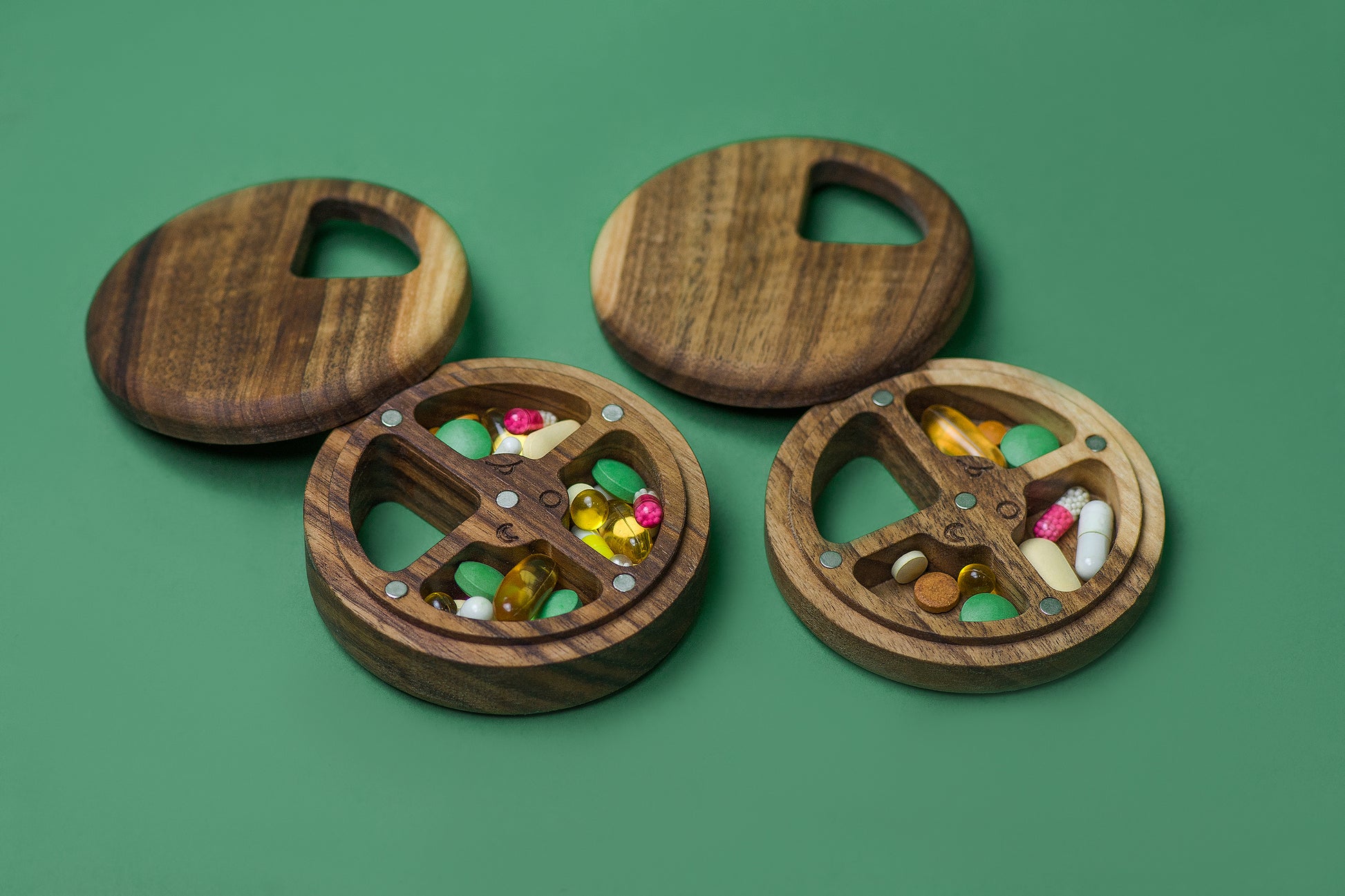 Wooden Travel Pill Box 2-4 Day & Night - JTNLAB