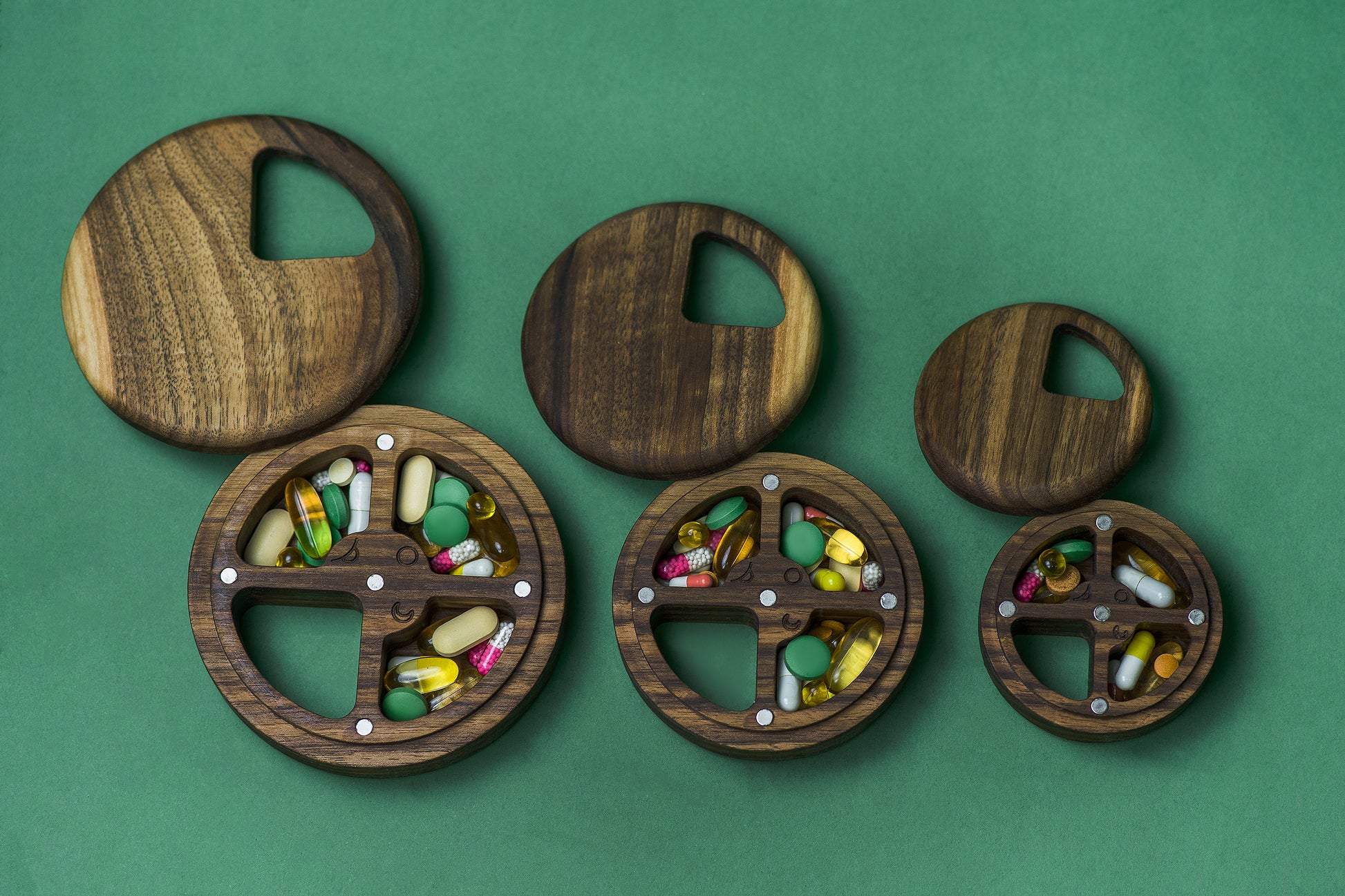 Wooden Travel Pill Box 2-4 Day & Night - JTNLAB