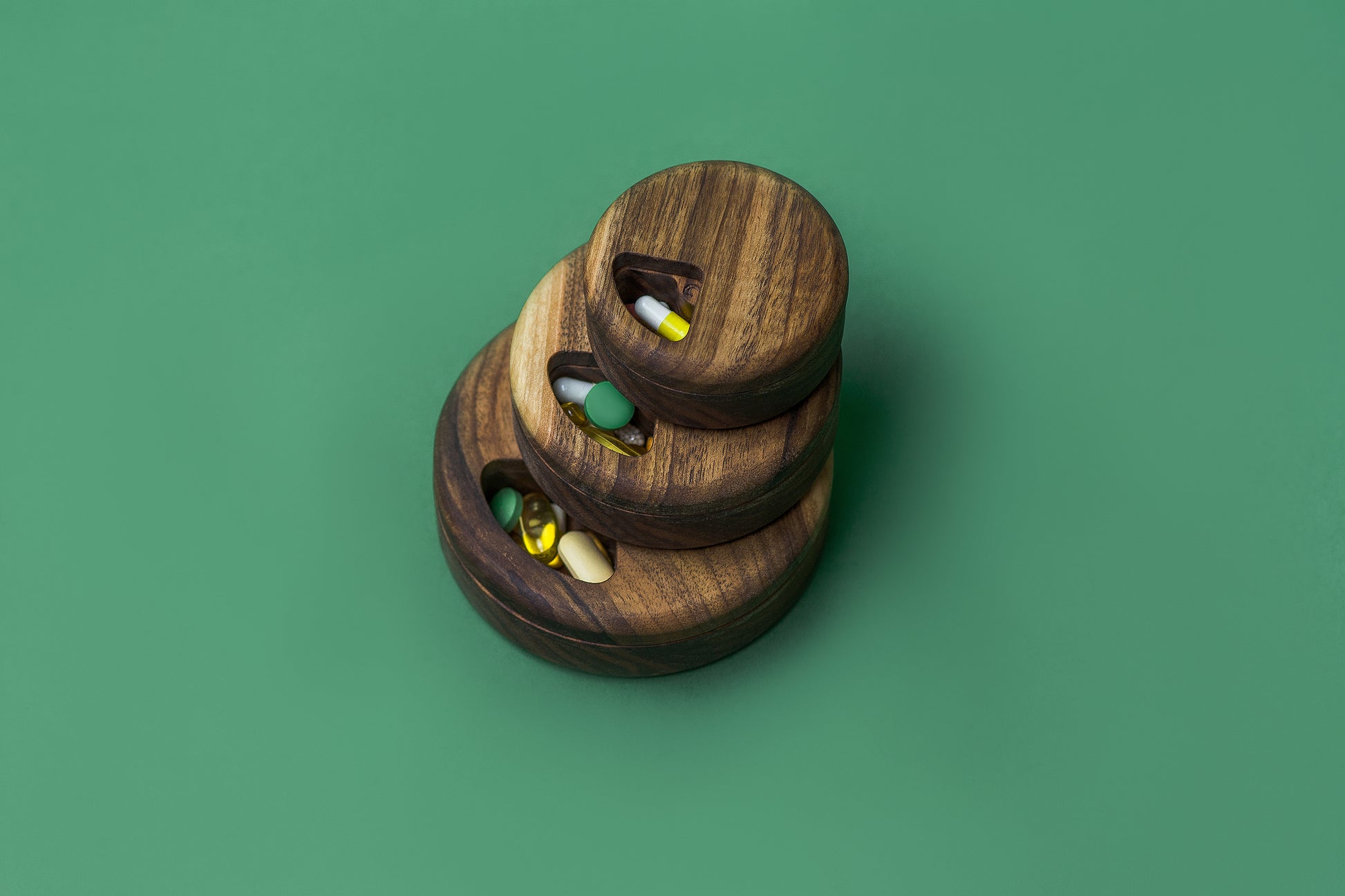 Wooden Travel Pill Box 2-4 Day & Night - JTNLAB