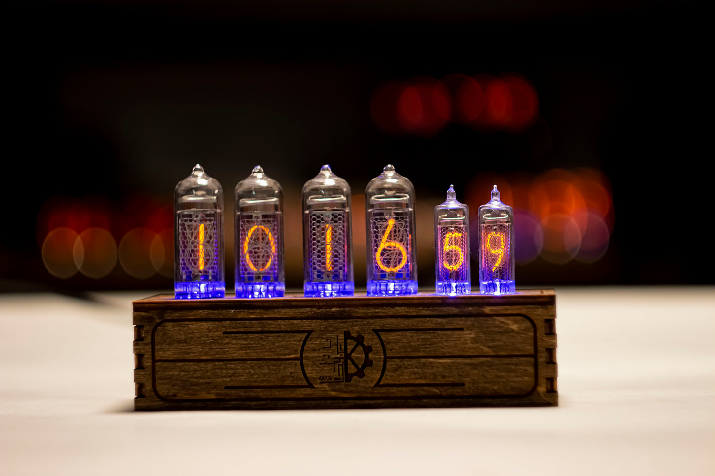 Nixie Tube Clock 4xIN14 2xIN16 RGB  Wooden Home Decor Dieselpunk Table Christmas Boyfriend Gift For Him - JTNLAB