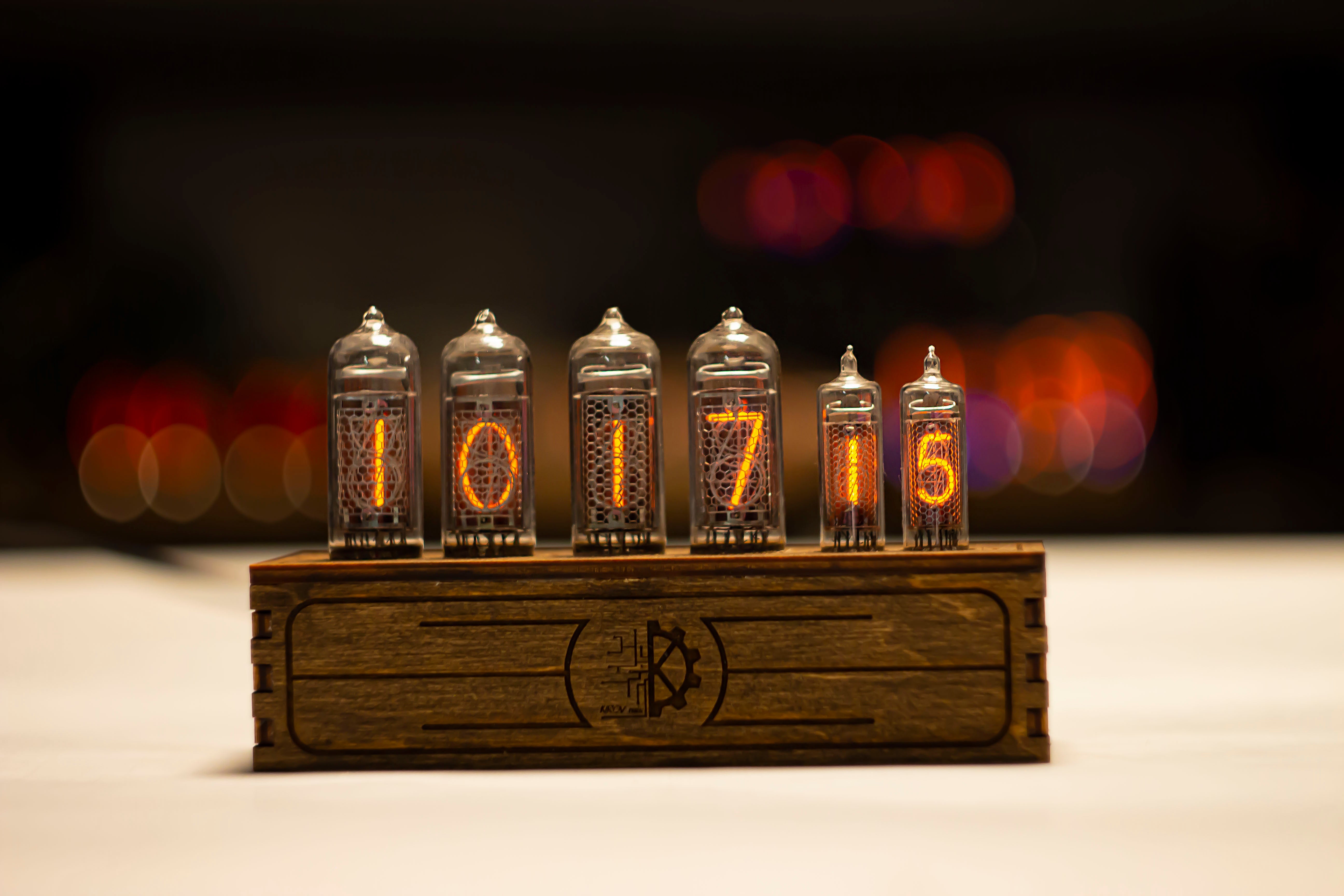 Nixie Tube Clock IN14 + IN16 RGB - Wooden Home Decor – JTNLAB