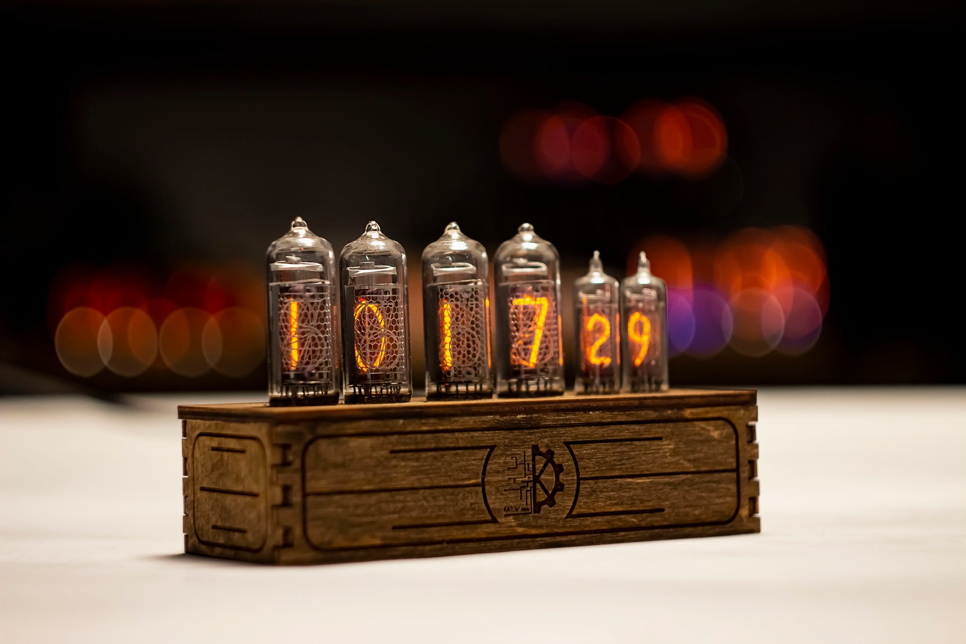 Nixie Tube Clock IN14 + IN16 RGB - Wooden Home Decor - JTNLAB