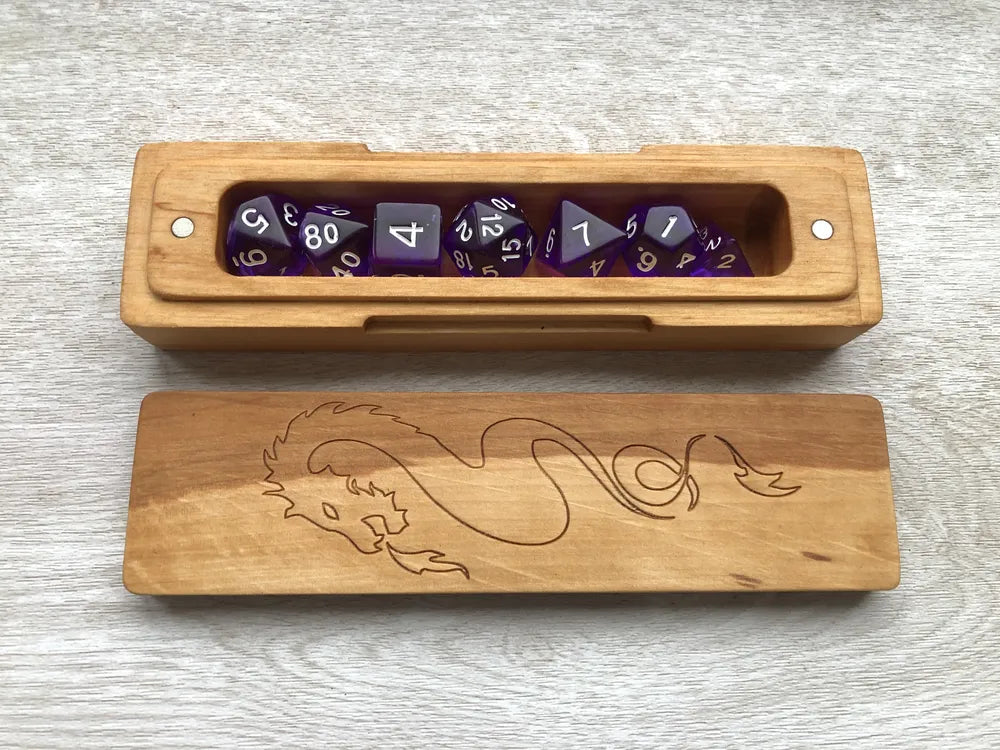 Dragon Engraved Wooden Dice Vault - JTNLAB