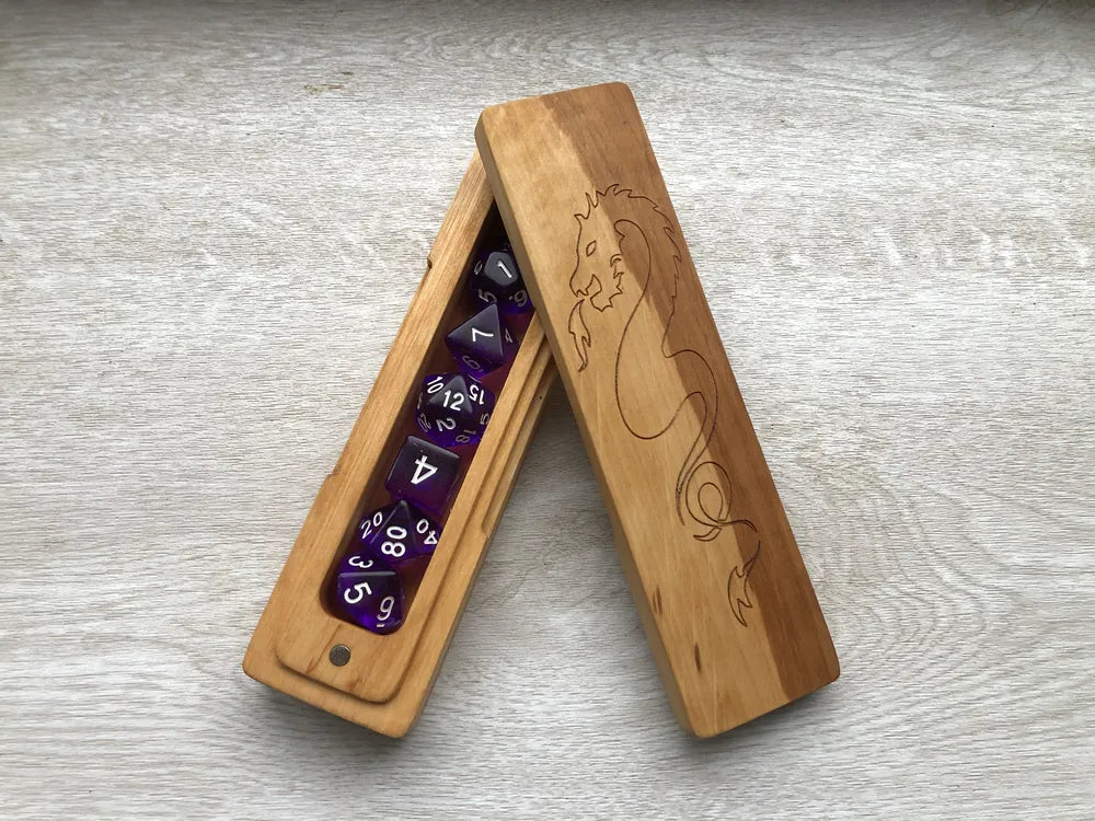 Dragon Engraved Wooden Dice Vault - JTNLAB