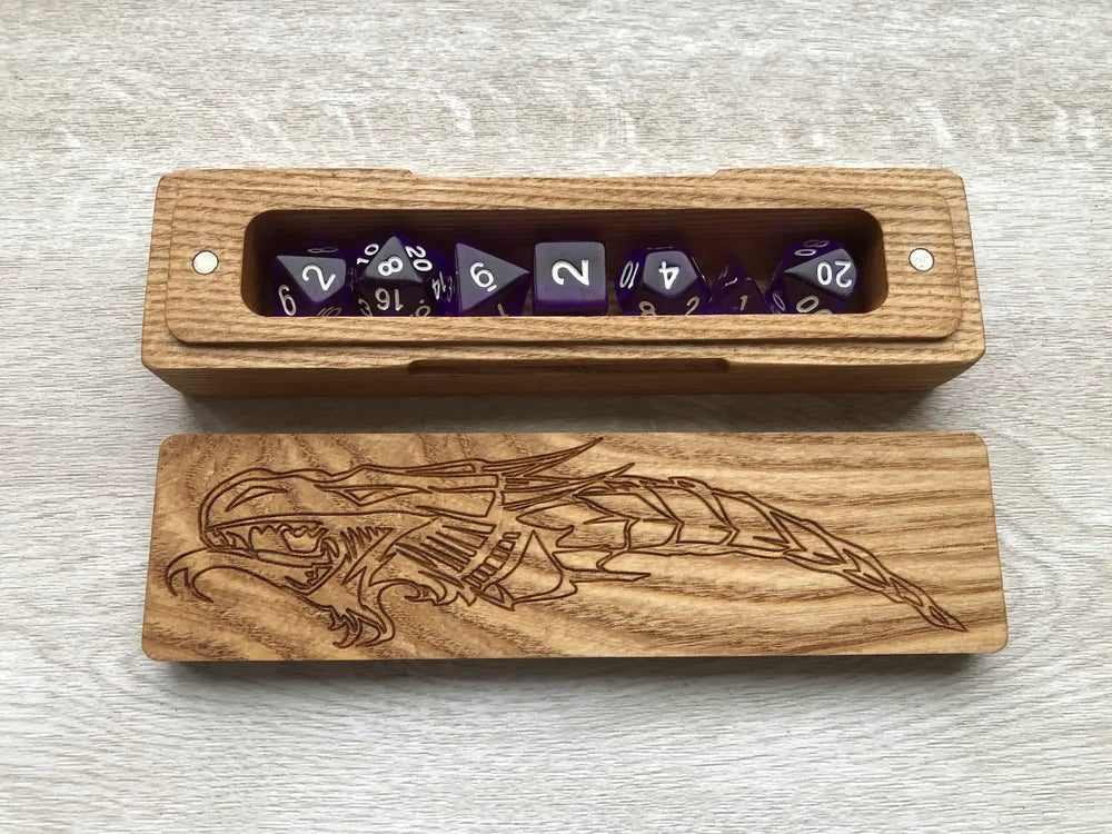 Evil Dragon Engraved Wooden Dice Box Set - JTNLAB