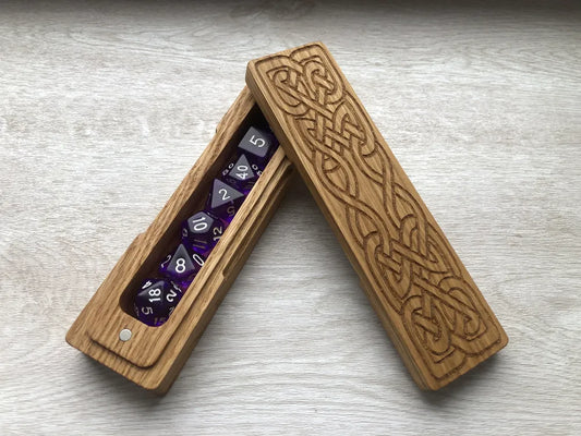 Celtic Knot Engraved Wooden Dice Box - JTNLAB